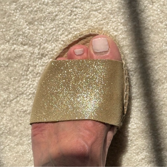 JCrew Corsica espadrilles wedges. Gold shimmer metallic leather/suede - Picture 4 of 11